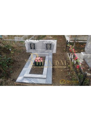 Памятник из мрамора - Крест - вуаль - берёза   PM0017 — ritualum.ru